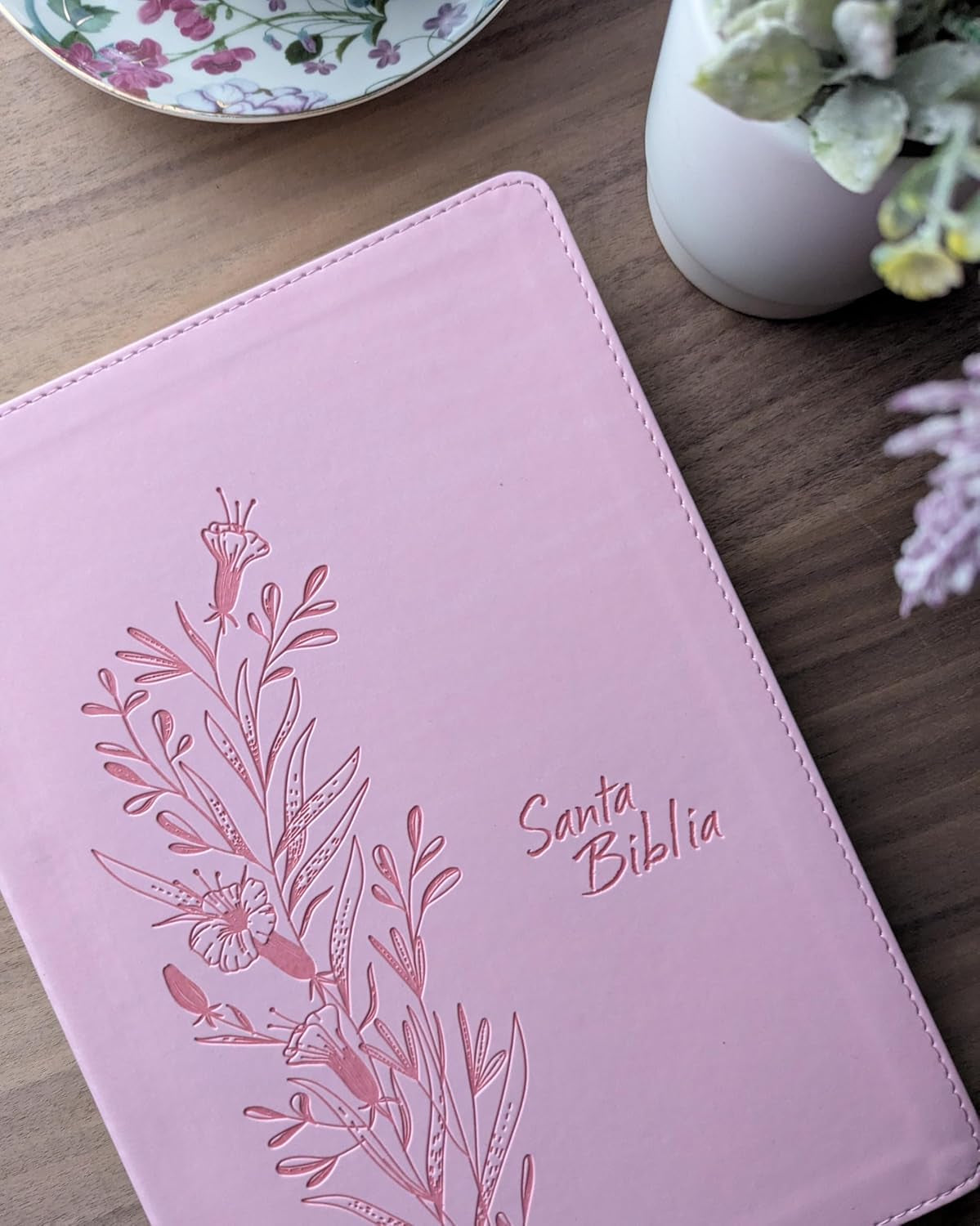 Biblia De Referencia En La Columna Central NTV, Letra Grande Con Filament (Sentipiel, Rosa, Letra Roja) (Spanish Edition)