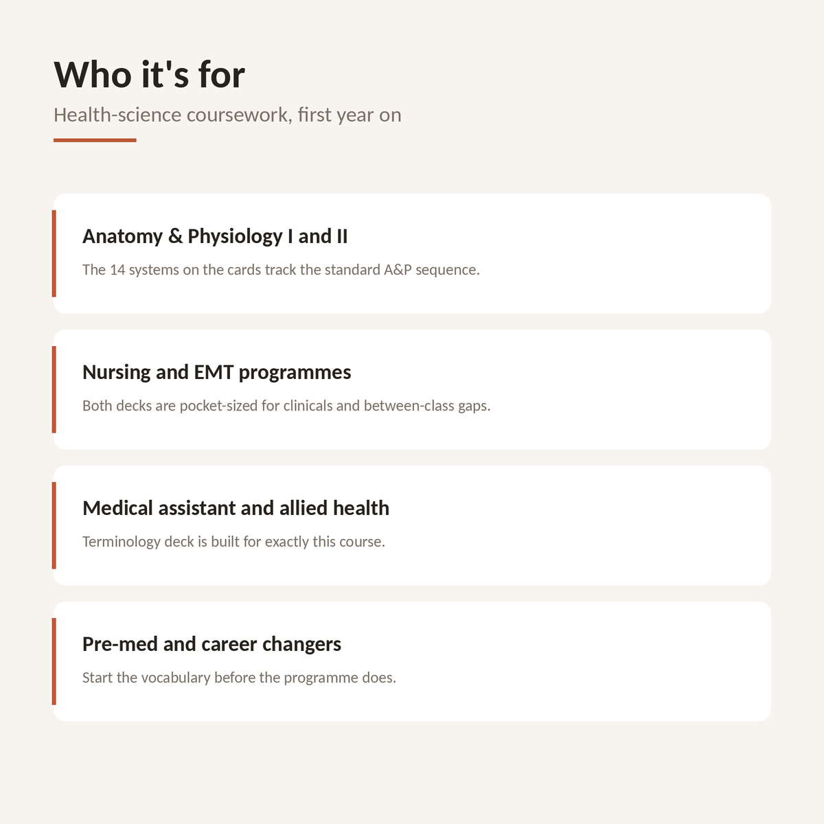 QuickStudy flash card set for A&P I and II, nursing and EMT programmes, medical assistant courses and pre-med