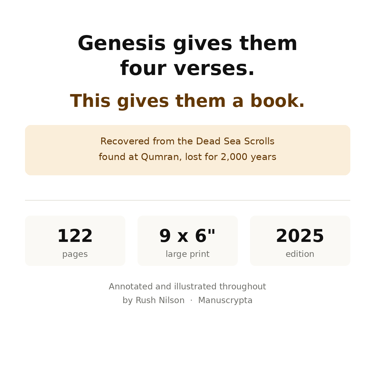The Book of Giants — Restored Apocryphal Account of the Watchers' Rebellion, the Nephilim's Rise & Enoch's Prophetic Role | Dead Sea Scrolls, Large Print, Annotated & Illustrated, Audiobook Included