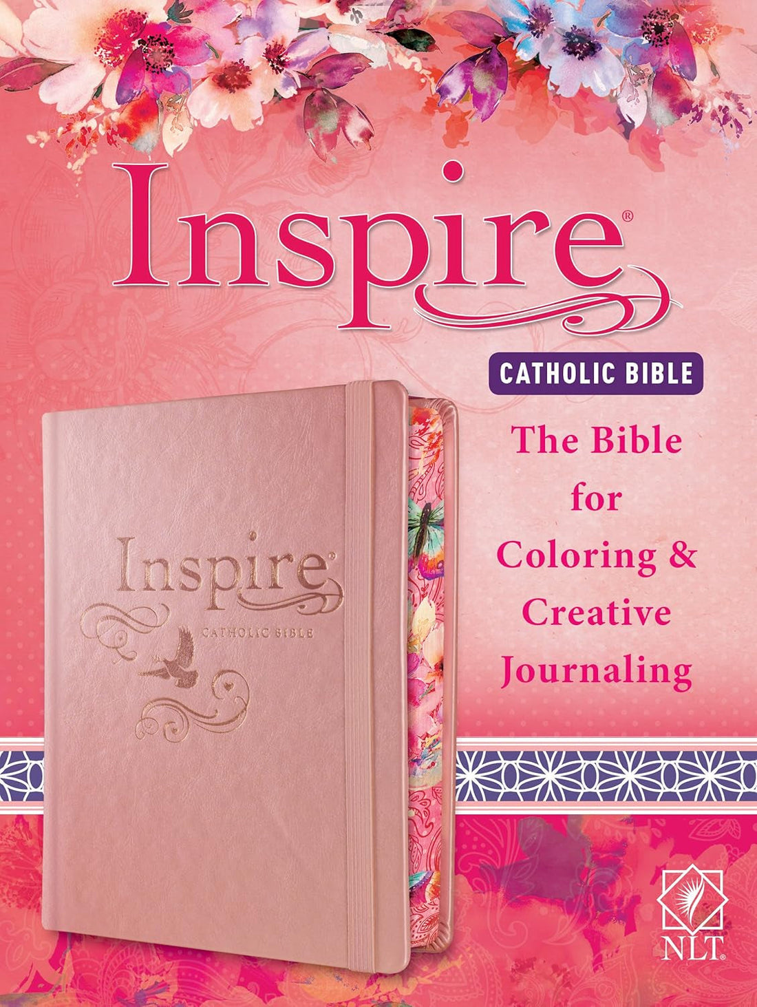 Tyndale NLT Inspire Catholic Bible, hardcover rose gold, a Catholic coloring Bible with the 46-book Old Testament
