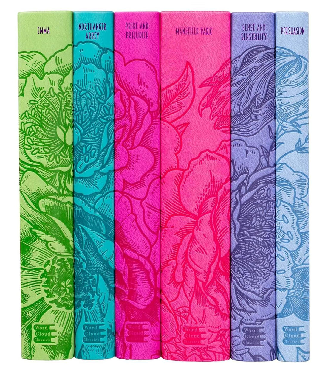 Jane Austen six-volume hardcover collector's boxed set on a shelf