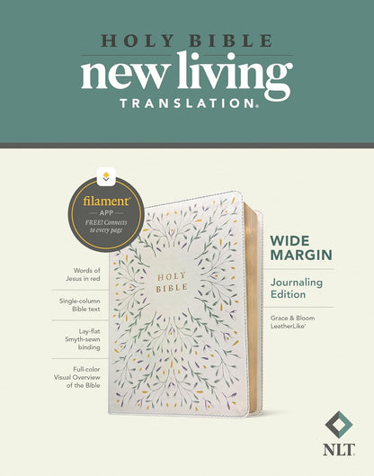 NLT Wide Margin Bible, Filament Enabled (Leatherlike, Grace & Bloom, Red Letter)