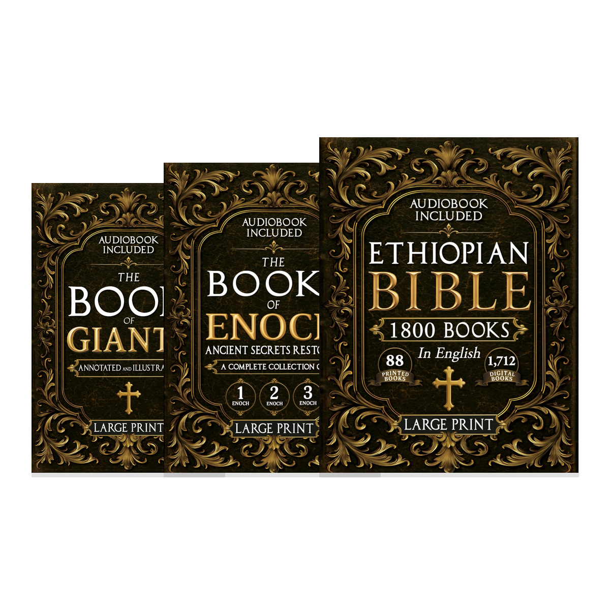 Lost Books of the Bible 3-Book Set — Complete Restored Ethiopian Bible (88 Books), The Books of Enoch 1-2-3 & The Book of Giants | Large Print, Illustrated, Audiobook Included