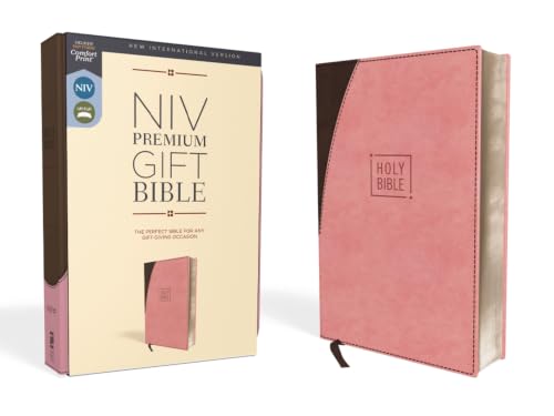 Niv, Premium Gift Bible, Leathersoft, Pink/Brown, Red Letter Edition, Comfort Print by Zondervan, Imitation Leather book cover
