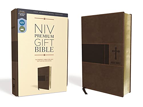 Niv, Premium Gift Bible, Leathersoft, Brown, Red Letter Edition, Comfort Print by Zondervan, Imitation Leather book cover