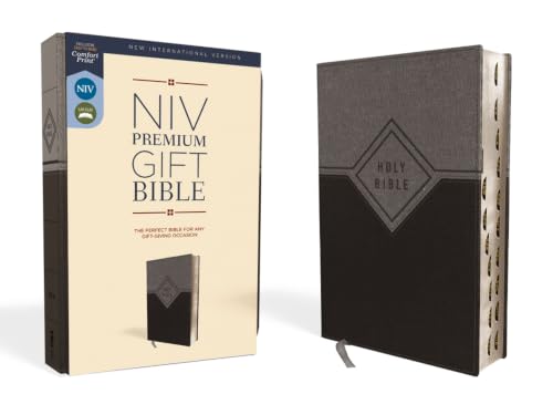 Niv, Premium Gift Bible, Leathersoft, Black/Gray, Red Letter Edition, Indexed, Comfort Print by Zondervan, Imitation Leather book cover