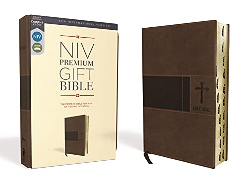 Niv, Premium Gift Bible, Leathersoft, Brown, Red Letter Edition, Indexed, Comfort Print by Zondervan, Imitation Leather book cover