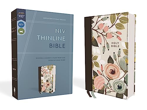 Niv, Thinline Bible, Cloth Over Board, Floral, Red Letter Edition, Comfort Print by Zondervan, Hardcover book cover