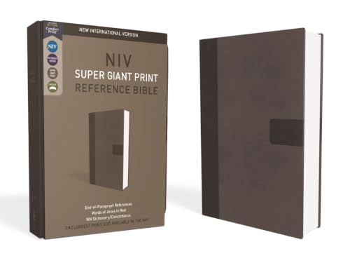 NIV, Super Giant Print Reference Bible, Giant Print, Imitation Leather, Gray, Red Letter Edition (Special) by Zondervan, Imitation Leather book cover