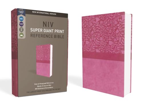 NIV, Super Giant Print Reference Bible, Giant Print, Imitation Leather, Pink, Red Letter Edition (Special) by Zondervan, Imitation Leather book cover