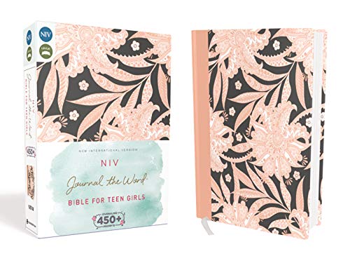 NIV, Journal the Word Bible for Teen Girls, Hardcover, Pink Floral: Includes Hundreds of Journaling Prompts! (Special) by Zondervan, Hardcover book cover