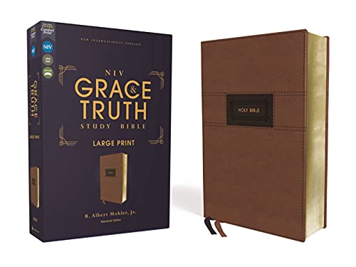 Niv, the Grace and Truth Study Bible (Trustworthy and Practical Insights), Large Print, Leathersoft, Brown, Red Letter, Comfort Print by R Albert Mohler Jr, Imitation Leather book cover