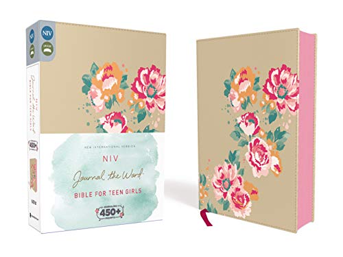 NIV, Journal the Word Bible for Teen Girls, Imitation Leather, Gold/Floral: Includes Hundreds of Journaling Prompts! (Special) by Zondervan, Hardcover book cover