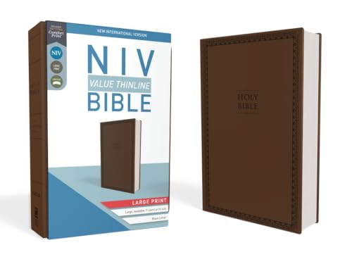 NIV, Value Thinline Bible, Large Print, Imitation Leather, Brown (Special) by Zondervan, Imitation Leather book cover