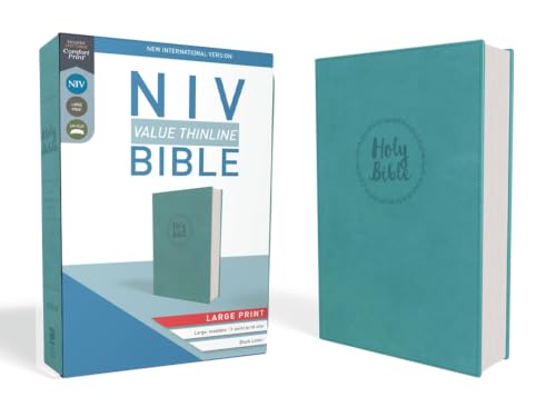 NIV, Value Thinline Bible, Large Print, Imitation Leather, Blue (Special) by Zondervan, Imitation Leather book cover