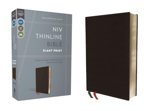 NIV, Thinline Bible, Giant Print, Bonded Leather, Black, Red Letter Edition (Special) by Zondervan, Bonded Leather book cover