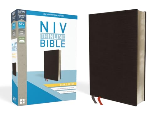 NIV, Thinline Bible, Giant Print, Bonded Leather, Black, Indexed, Red Letter Edition (Special) by Zondervan, Bonded Leather book cover