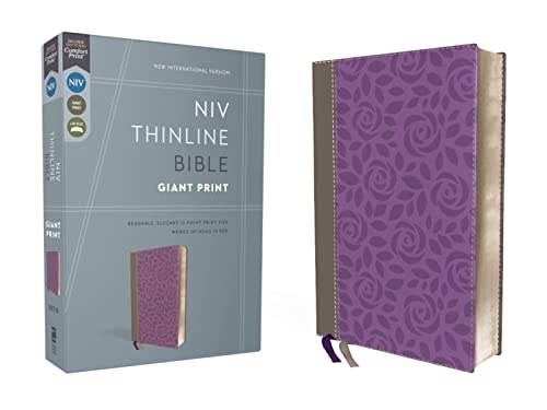 NIV, Thinline Bible, Giant Print, Imitation Leather, Gray/Purple, Red Letter Edition (Special) by Zondervan, Imitation Leather book cover