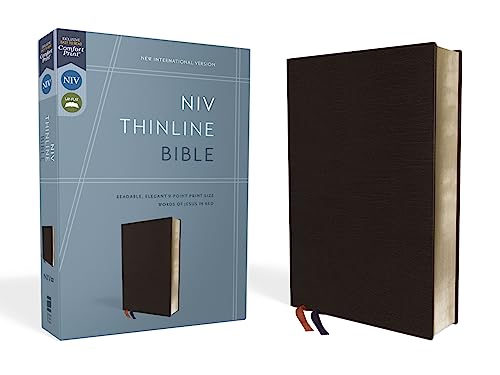 NIV, Thinline Bible, Bonded Leather, Black, Red Letter Edition (Special) by Zondervan, Bonded Leather book cover