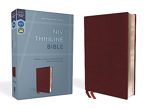 NIV, Thinline Bible, Bonded Leather, Burgundy, Red Letter Edition (Special) by Zondervan, Bonded Leather book cover