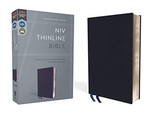 NIV, Thinline Bible, Bonded Leather, Navy, Red Letter Edition (Special) by Zondervan, Bonded Leather book cover