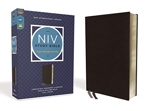 NIV Study Bible, Fully Revised Edition, Bonded Leather, Black, Red Letter, Comfort Print by Kenneth L Barker, Bonded Leather book cover