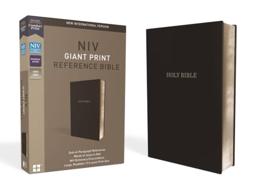 NIV, Reference Bible, Giant Print, Leather-Look, Black, Red Letter Edition, Comfort Print by Zondervan, Imitation Leather book cover