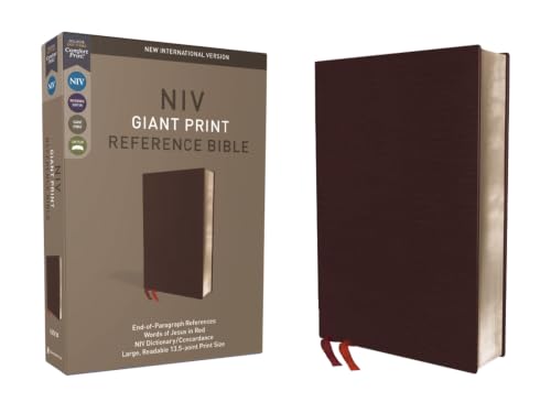 NIV, Reference Bible, Giant Print, Bonded Leather, Burgundy, Red Letter Edition, Comfort Print by Zondervan, Bonded Leather book cover