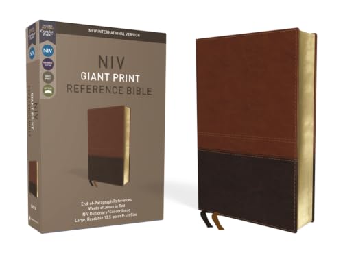 NIV, Reference Bible, Giant Print, Imitation Leather, Brown, Red Letter Edition, Comfort Print by Zondervan, Imitation Leather book cover