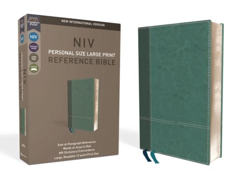 NIV, Personal Size Reference Bible, Large Print, Imitation Leather, Blue, Red Letter Edition, Comfort Print by Zondervan, Imitation Leather book cover