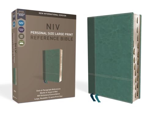 NIV, Personal Size Reference Bible, Large Print, Imitation Leather, Blue, Indexed, Red Letter Edition, Comfort Print by Zondervan, Imitation Leather book cover