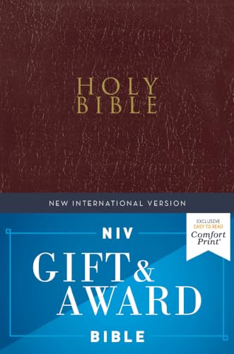 Niv, Gift and Award Bible, Leather-Look, Burgundy, Red Letter Edition, Comfort Print by Zondervan, Paperback book cover