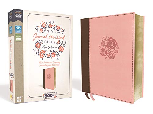 NIV, Journal the Word Bible for Women, Leathersoft, Pink, Red Letter Edition, Comfort Print: 500+ Prompts to Encourage Journaling and Reflection by Zondervan, Imitation Leather book cover
