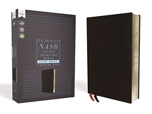 Nasb, Thinline Bible, Giant Print, Bonded Leather, Black, Red Letter Edition, 1995 Text, Comfort Print by Zondervan, Bonded Leather book cover