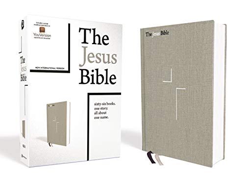 The Jesus Bible, NIV Edition, Cloth Over Board, Gray Linen, Comfort Print by Passion Publishing, Hardcover book cover