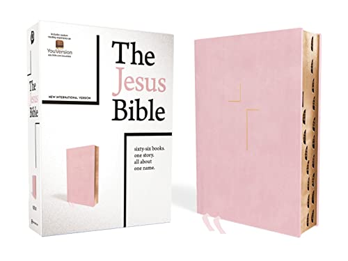 The Jesus Bible, NIV Edition, Leathersoft Over Board, Pink, Indexed, Comfort Print by Passion Publishing, Hardcover book cover