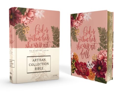 Niv, Artisan Collection Bible, Cloth Over Board, Pink Floral, Designed Edges Under Gilding, Red Letter Edition, Comfort Print by Zondervan, Hardcover book cover