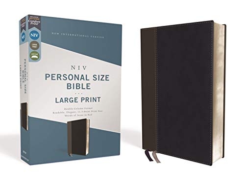 Niv, Personal Size Bible, Large Print, Leathersoft, Black, Red Letter Edition, Comfort Print by Zondervan, Imitation Leather book cover