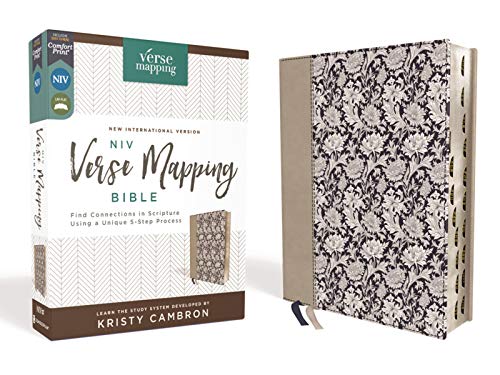 Niv, Verse Mapping Bible, Leathersoft, Navy Floral, Thumb Indexed, Comfort Print: Find Connections in Scripture Using a Unique 5-Step Process by Kristy Cambron, Imitation Leather book cover