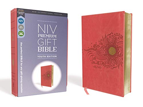 Niv, Premium Gift Bible, Youth Edition, Leathersoft, Coral, Red Letter Edition, Comfort Print: The Perfect Bible for Any Gift-Giving Occasion by Zondervan, Imitation Leather book cover