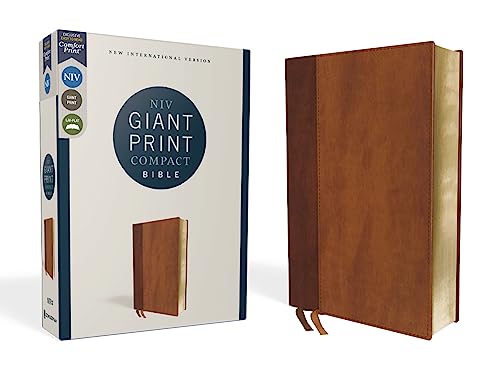 Niv, Giant Print Compact Bible, Leathersoft, Brown, Red Letter Edition, Comfort Print by Zondervan, Imitation Leather book cover