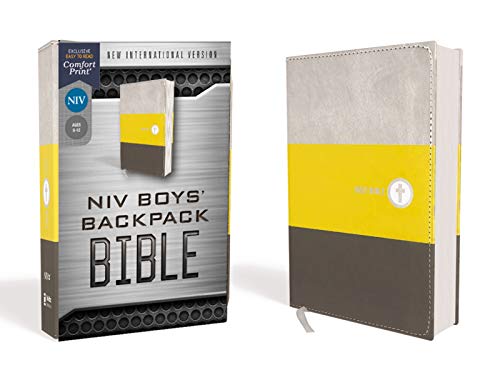 Niv, Boys' Backpack Bible, Compact, Leathersoft, Yellow/Gray, Red Letter Edition, Comfort Print by Zondervan, Imitation Leather book cover