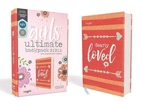 Niv, Girls' Ultimate Backpack Bible, Faithgirlz Edition, Compact, Flexcover, Coral, Red Letter Edition, Comfort Print by Zondervan, Paperback book cover