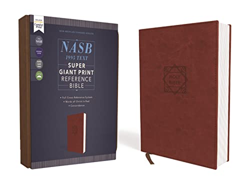 Nasb, Super Giant Print Reference Bible, Leathersoft, Brown, Red Letter Edition, 1995 Text, Comfort Print by Zondervan, Imitation Leather book cover