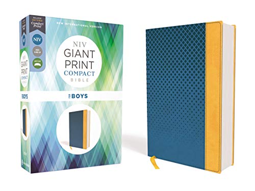 Niv, Giant Print Compact Bible for Boys, Leathersoft, Blue, Red Letter Edition, Comfort Print by Zondervan, Imitation Leather book cover