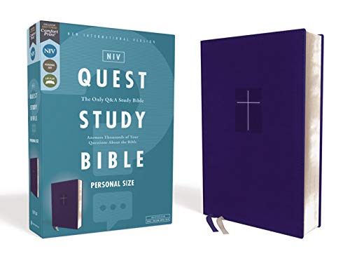 Niv, Quest Study Bible, Personal Size, Leathersoft, Blue, Comfort Print: The Only Q and A Study Bible by Christianity Today Intl, Imitation Leather book cover