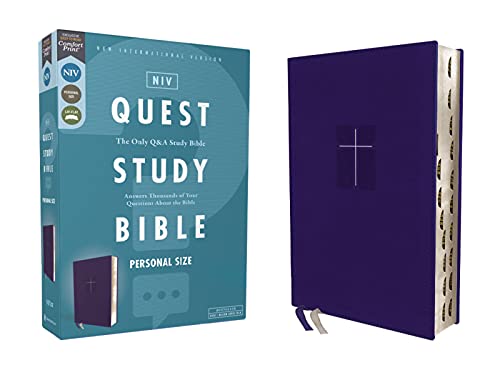 Niv, Quest Study Bible, Personal Size, Leathersoft, Blue, Thumb Indexed, Comfort Print: The Only Q and A Study Bible by Christianity Today Intl, Imitation Leather book cover