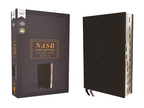 Nasb, Thinline Bible, Leathersoft, Black, Red Letter Edition, 2020 Text, Thumb Indexed, Comfort Print by Zondervan, Imitation Leather book cover