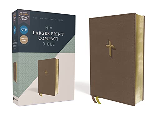 Niv, Larger Print Compact Bible, Leathersoft, Brown, Red Letter, Comfort Print by Zondervan, Imitation Leather book cover