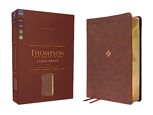 Nkjv, Thompson Chain-Reference Bible, Large Print, Leathersoft, Brown, Red Letter, Comfort Print by Frank Charles Thompson, Imitation Leather book cover